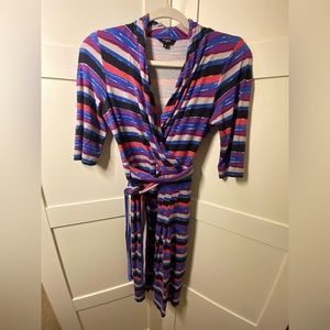 Purple multicolored wrap dress